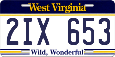WV license plate 2IX653