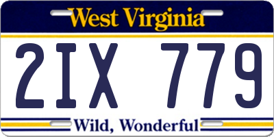 WV license plate 2IX779