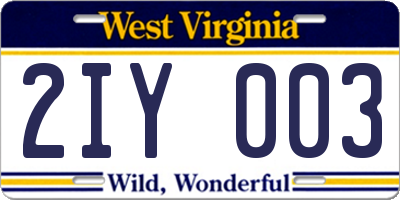 WV license plate 2IY003