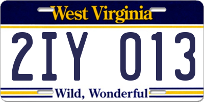 WV license plate 2IY013