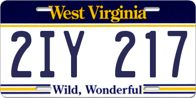 WV license plate 2IY217