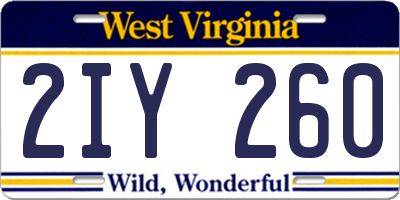 WV license plate 2IY260