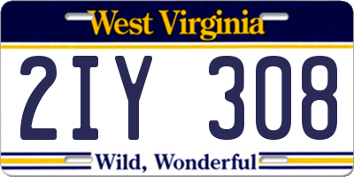 WV license plate 2IY308