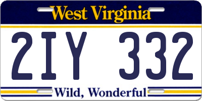 WV license plate 2IY332