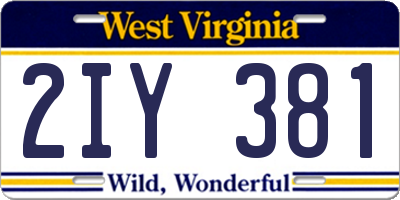 WV license plate 2IY381