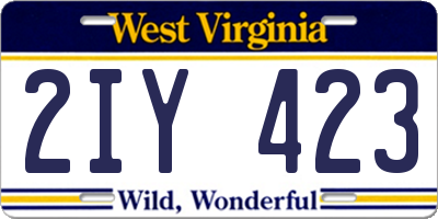 WV license plate 2IY423