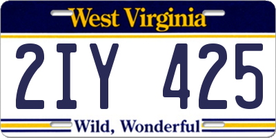 WV license plate 2IY425