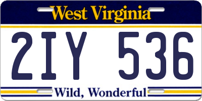 WV license plate 2IY536
