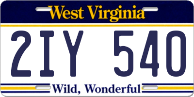 WV license plate 2IY540