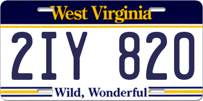 WV license plate 2IY820