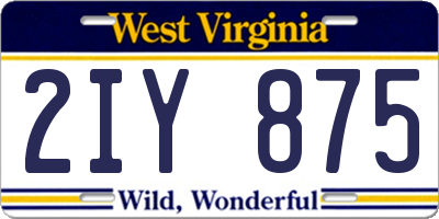 WV license plate 2IY875