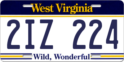 WV license plate 2IZ224