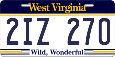 WV license plate 2IZ270