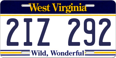 WV license plate 2IZ292