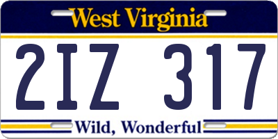 WV license plate 2IZ317
