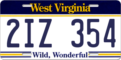 WV license plate 2IZ354