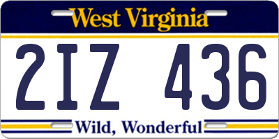 WV license plate 2IZ436