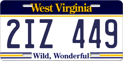 WV license plate 2IZ449