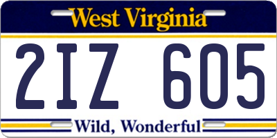 WV license plate 2IZ605