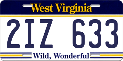 WV license plate 2IZ633