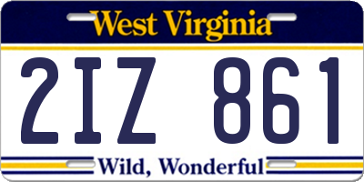 WV license plate 2IZ861
