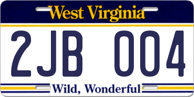 WV license plate 2JB004