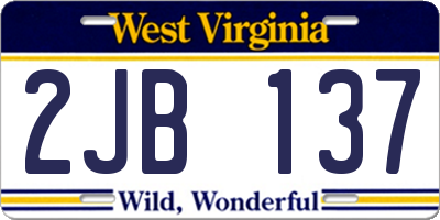 WV license plate 2JB137