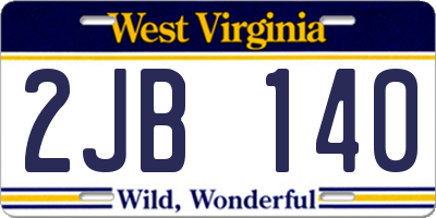 WV license plate 2JB140