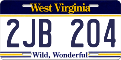 WV license plate 2JB204