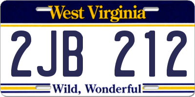 WV license plate 2JB212