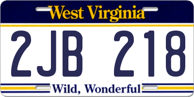 WV license plate 2JB218