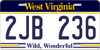 WV license plate 2JB236