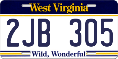 WV license plate 2JB305