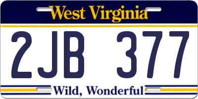 WV license plate 2JB377