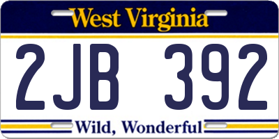 WV license plate 2JB392