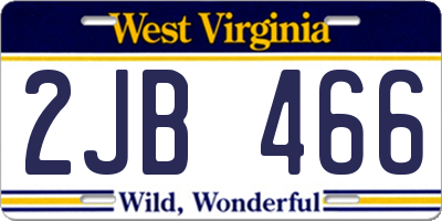 WV license plate 2JB466