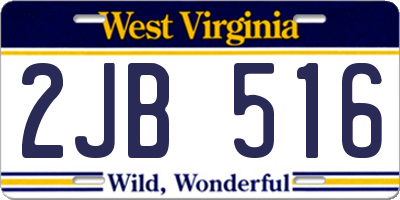 WV license plate 2JB516
