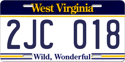 WV license plate 2JC018