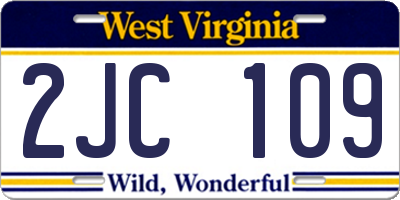 WV license plate 2JC109