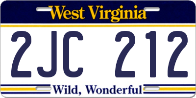 WV license plate 2JC212