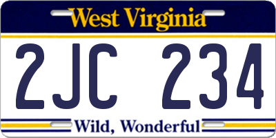 WV license plate 2JC234