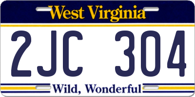 WV license plate 2JC304