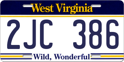 WV license plate 2JC386