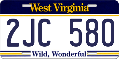WV license plate 2JC580