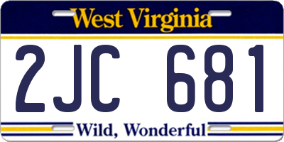 WV license plate 2JC681