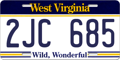 WV license plate 2JC685