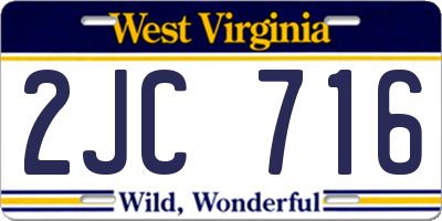 WV license plate 2JC716
