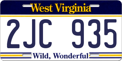 WV license plate 2JC935