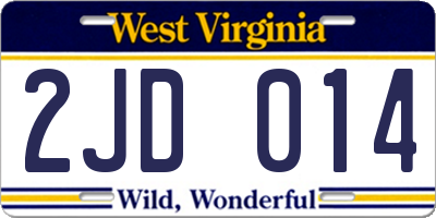 WV license plate 2JD014