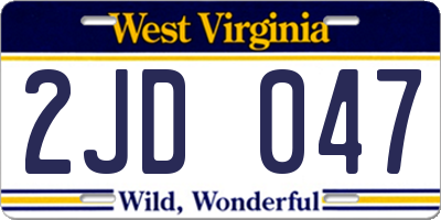 WV license plate 2JD047